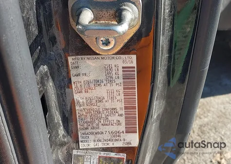 2016 Nissan Frontier Sv from USA, damaged, VIN 1N6AD0CW8GN756064